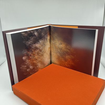 Bonded Leather Cover Coffee Table Book Printing Hardcover With Cloth Slipcase